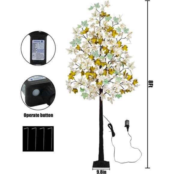 New 8FT Fall Light Up Tree Artificial Lighted Autumn Maple Trees with 160 - Picture 3 of 7